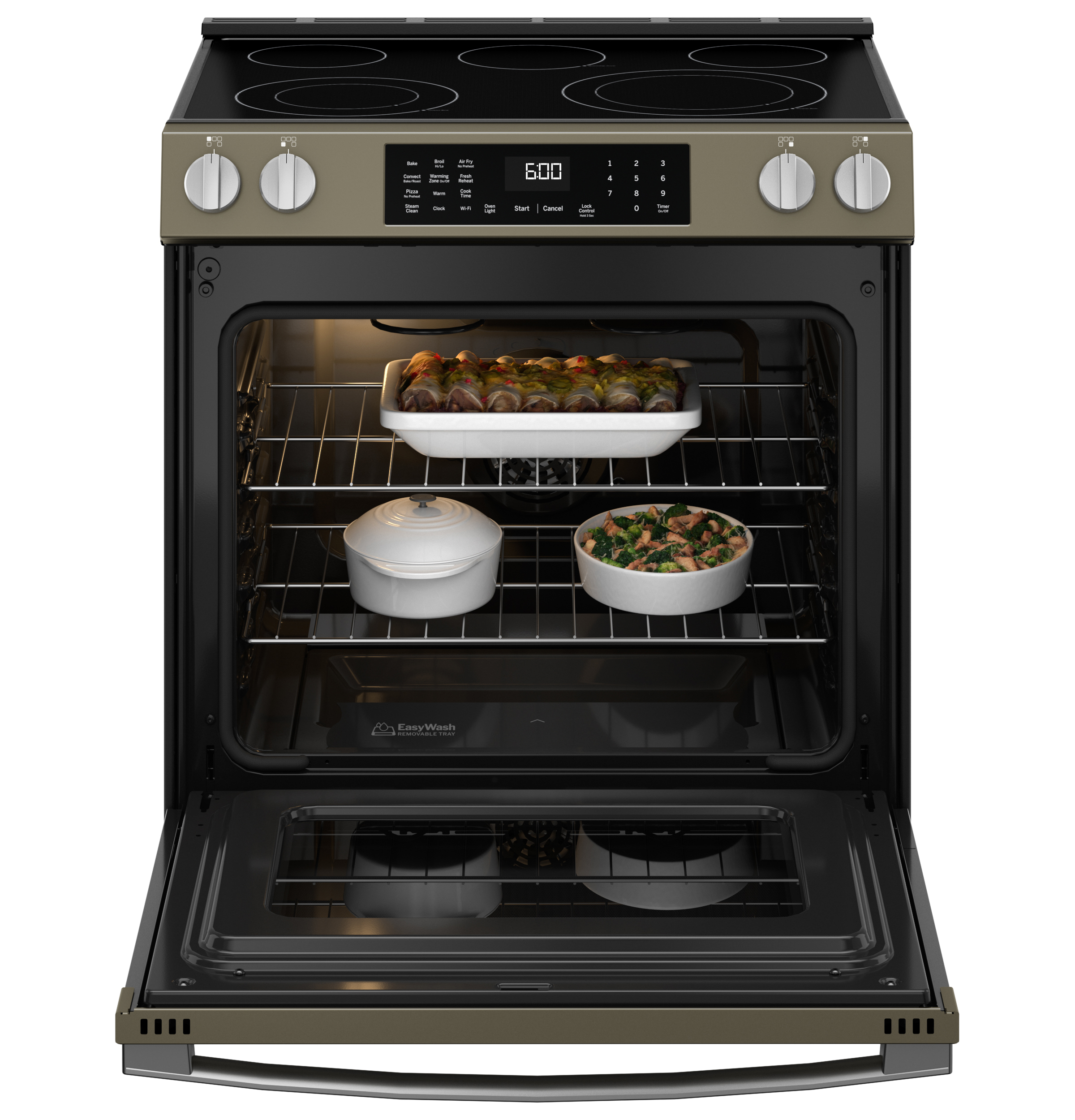 30" Slide-In Electric Convection Range with No Preheat Air Fry and EasyWash Oven Tray GRS600AVES