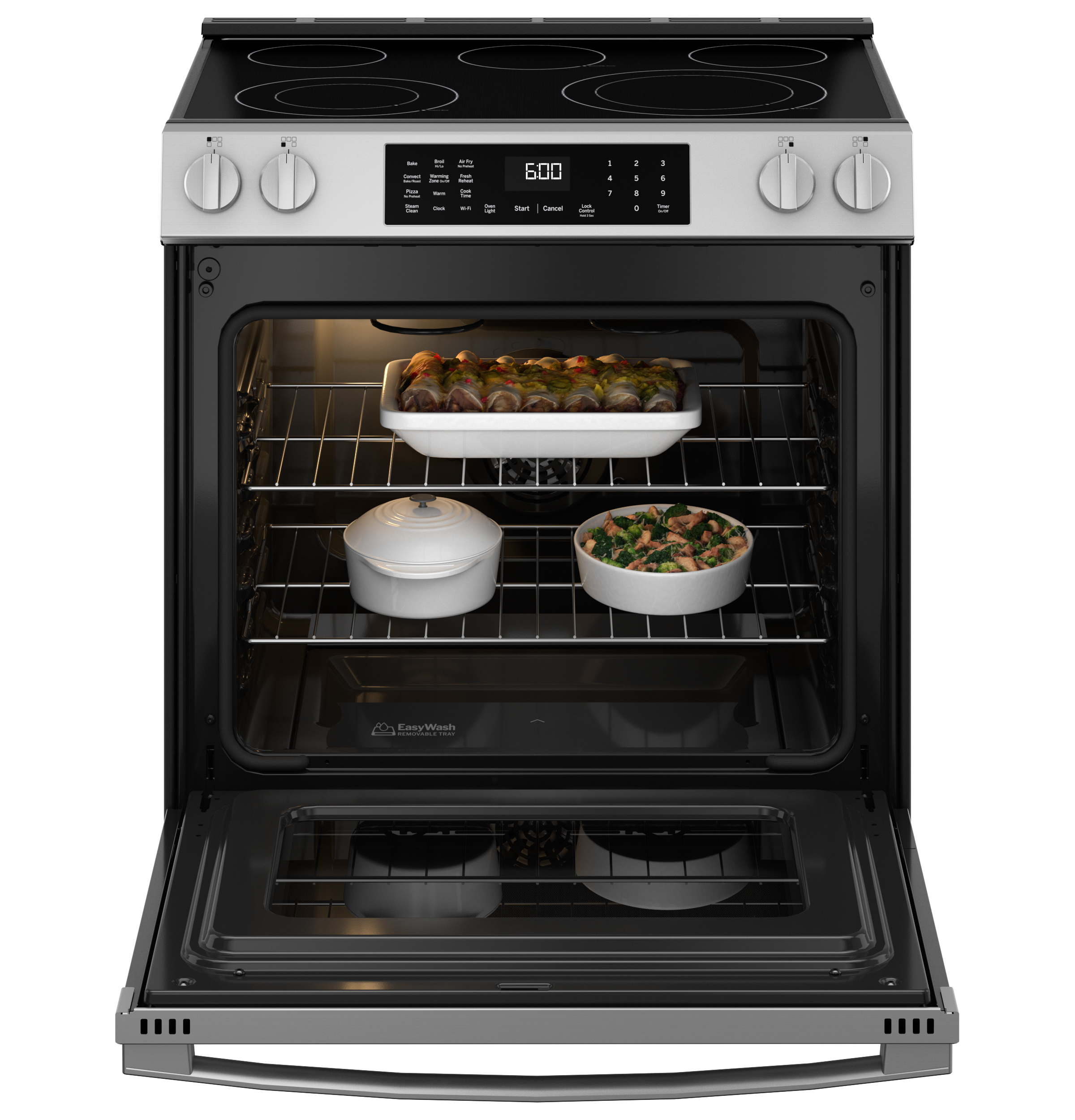 30" Slide-In Electric Convection Range with No Preheat Air Fry and EasyWash Oven Tray GRS600AVFS