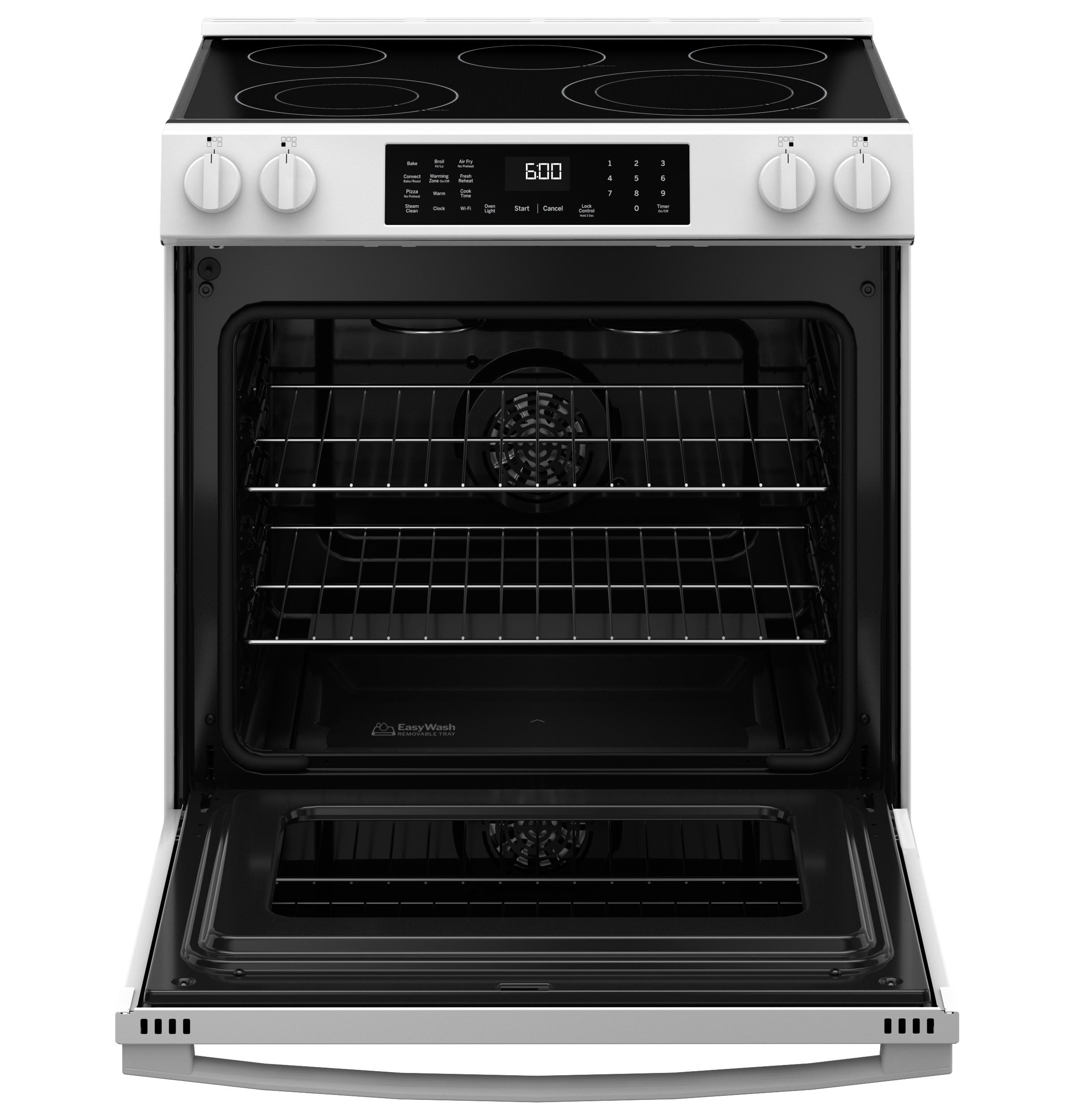 30" Slide-In Electric Convection Range with No Preheat Air Fry and EasyWash Oven Tray GRS600AVWW