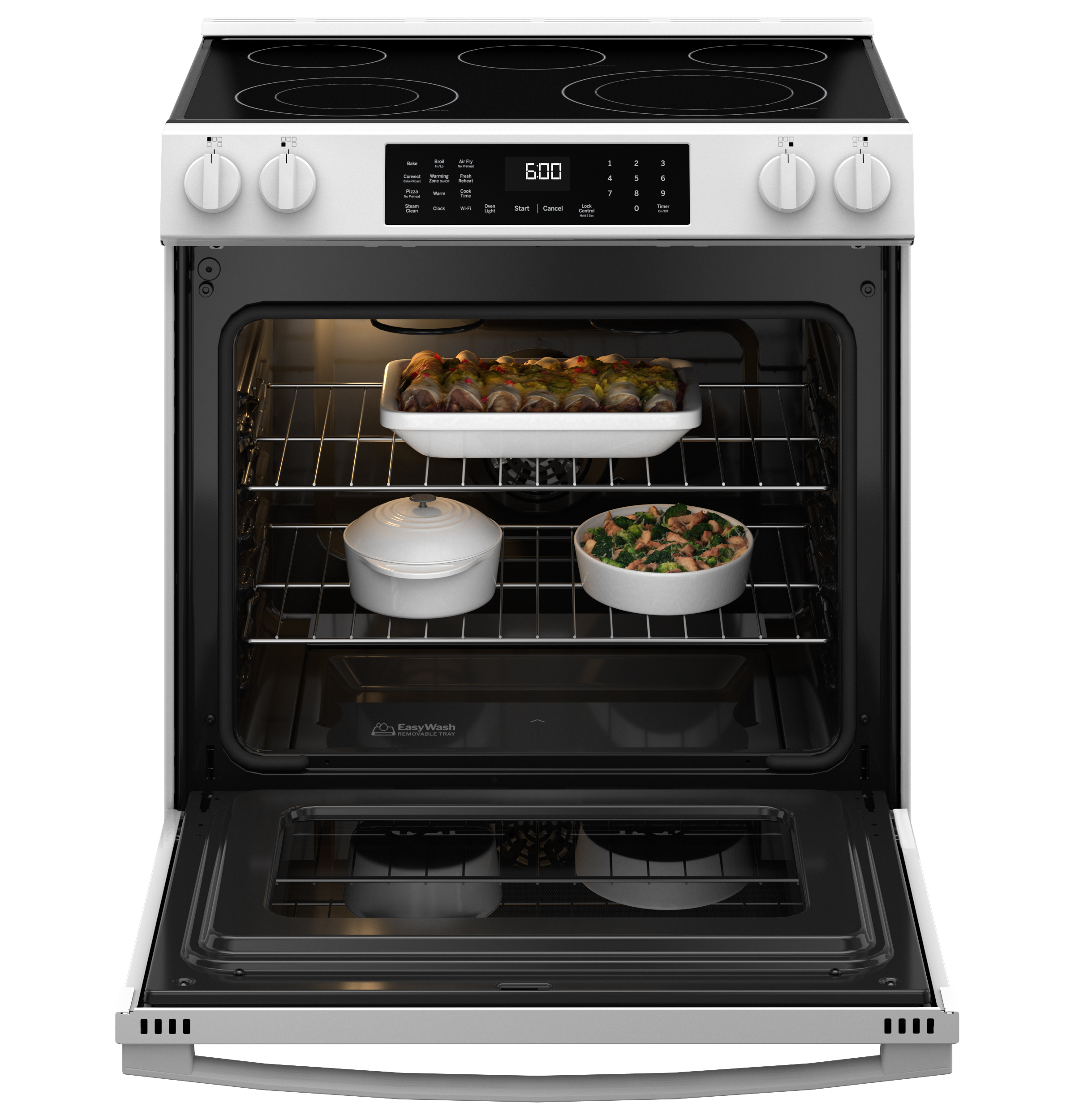 30" Slide-In Electric Convection Range with No Preheat Air Fry and EasyWash Oven Tray GRS600AVWW