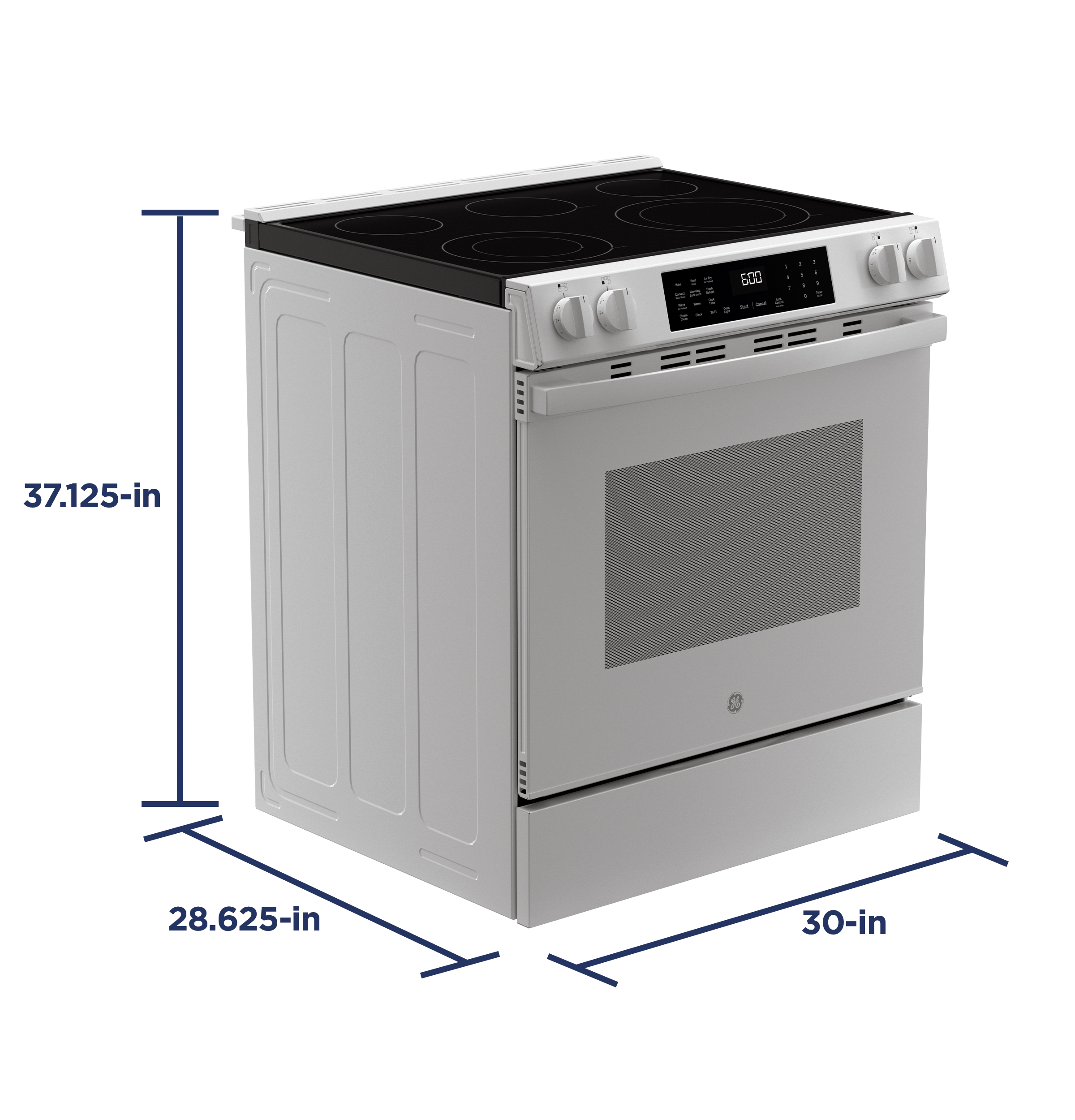 30" Slide-In Electric Convection Range with No Preheat Air Fry and EasyWash Oven Tray GRS600AVWW