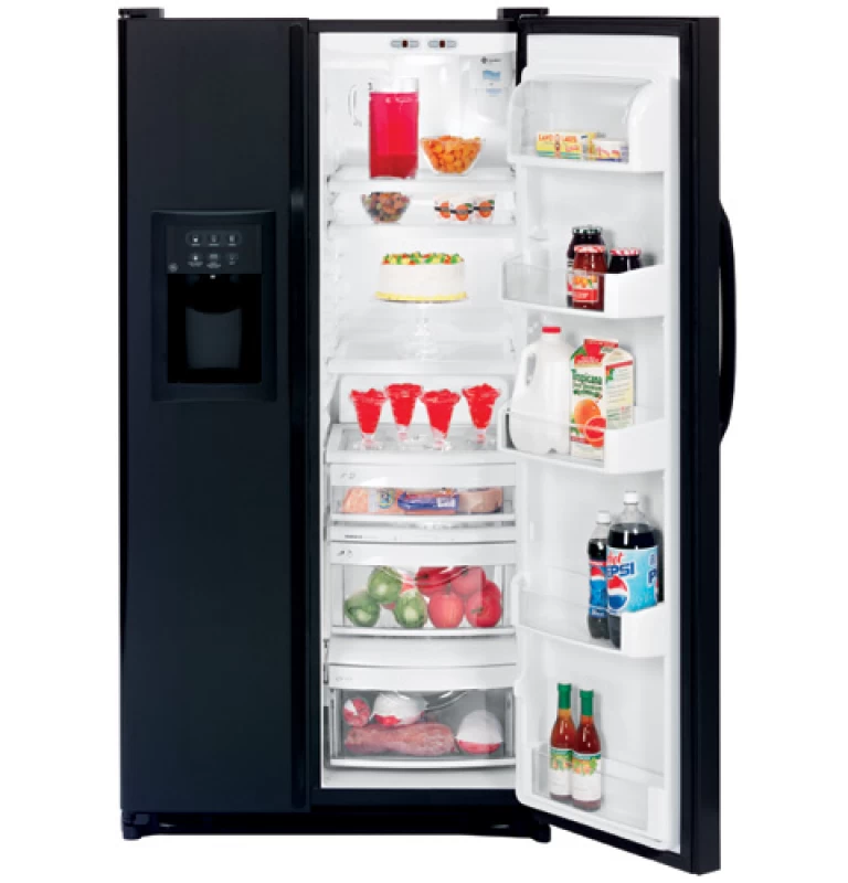 GE CustomStyle 21.4 Cu. Ft. Side-By-Side Refrigerator Black GSC21KGRBB Picture 1