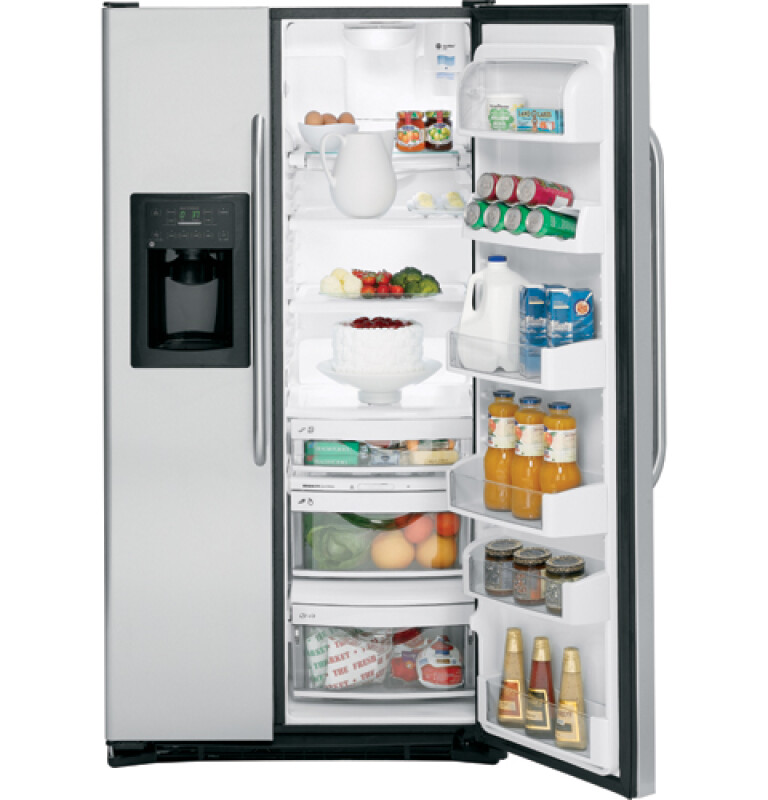 Counter-Depth 22.7 Cu. Ft. Stainless Side-By-Side Refrigerator with Dispenser GSC23KSTSS