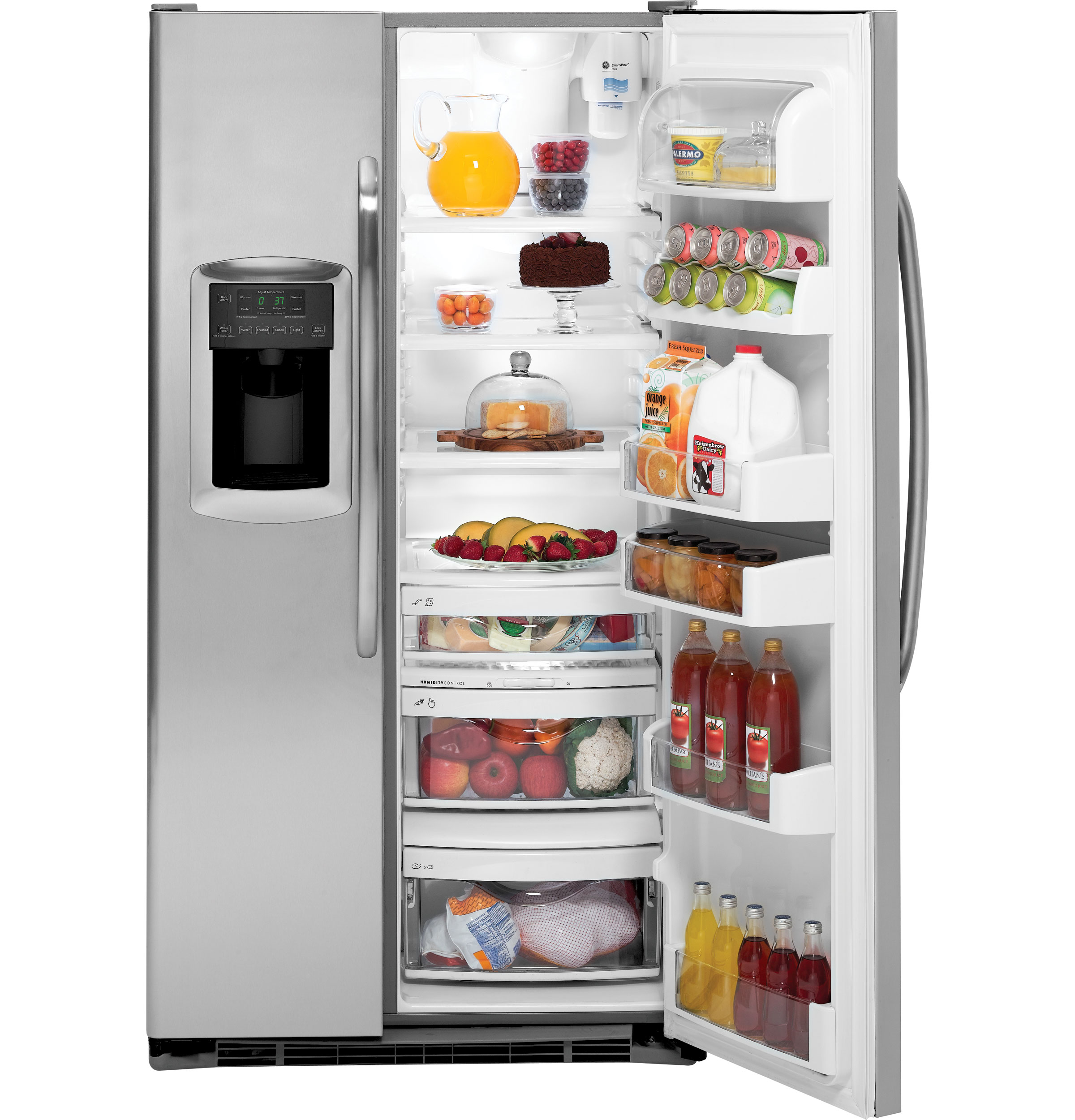 GE 22.7 Cu. Ft. Side-By-Side Refrigerator with Dispenser Stainless Steel GSCS3KGYSS Picture 1