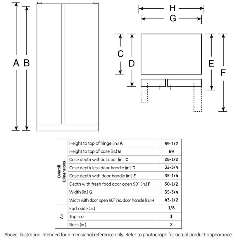 25.3 Cu. Ft. Side-By-Side Refrigerator GSE25GGHWW