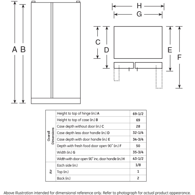 25.9 Cu. Ft. Side-By-Side Refrigerator GSE26HGEBB