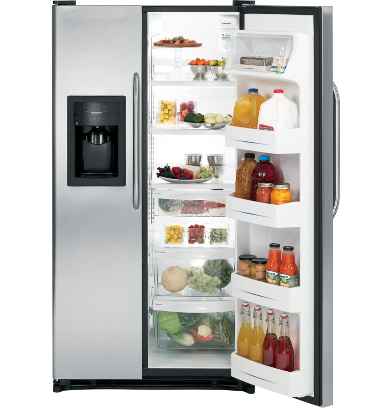 GE 25.3 Cu. Ft. Side-By-Side Refrigerator with Dispenser Black GSH25JSXSS Picture 1