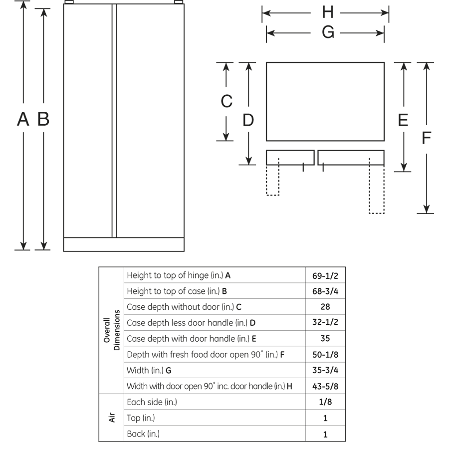 25.9 Cu. Ft. Side-By-Side Refrigerator with Dispenser GSHF6KGZBB