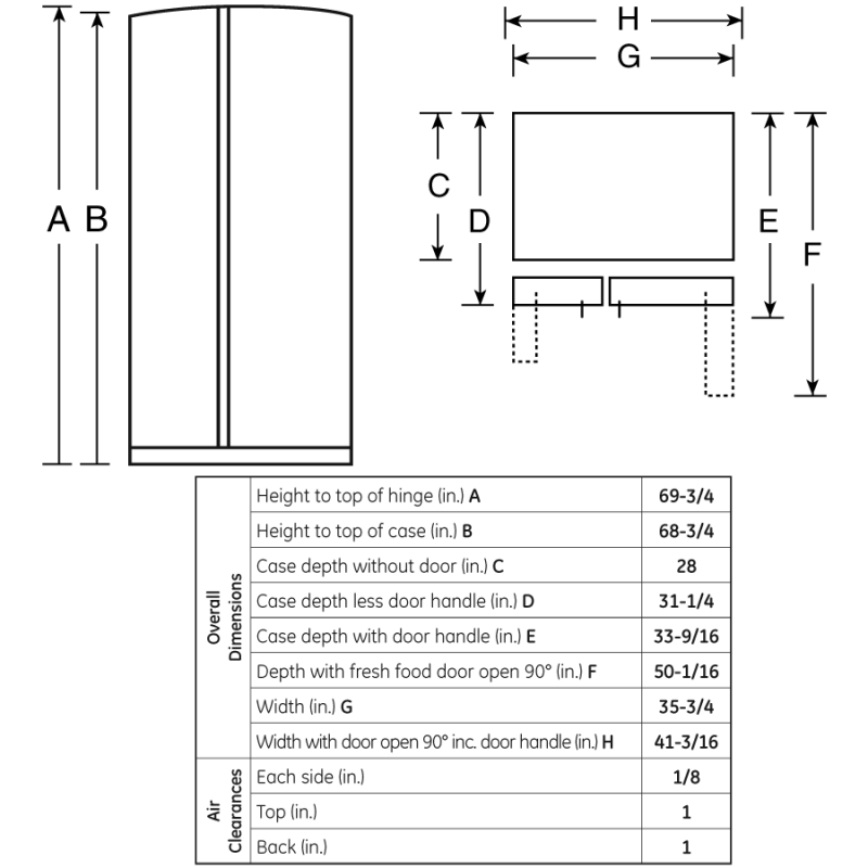 25.9 Cu. Ft. Side-By-Side Refrigerator with Dispenser GSHL6PHXLS