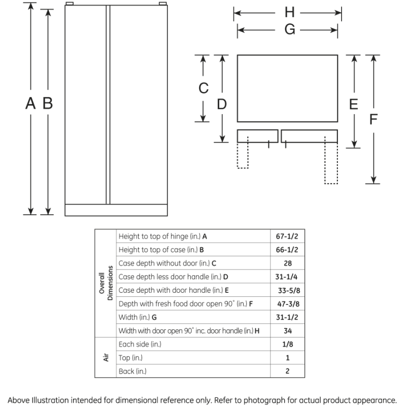 20.0 Cu. Ft. Side-By-Side Refrigerator GSS20GSDSS