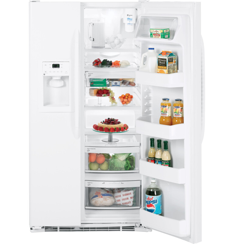 GE 25.4 Cu. Ft. Side-By-Side Refrigerator with Dispenser White on White GSS25WGTWW Picture 1