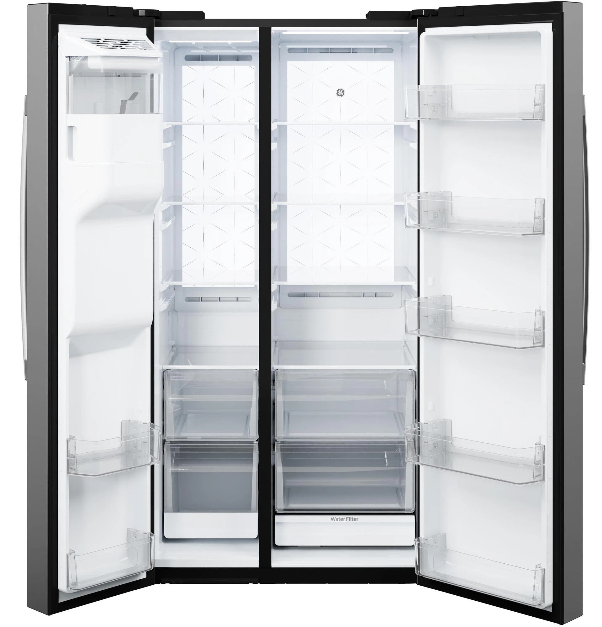 Ge® 27.7 Cu. Ft. Side-by-side Refrigerator With Led Light Walls And Extra Tall Dispenser GSS28PYYFS