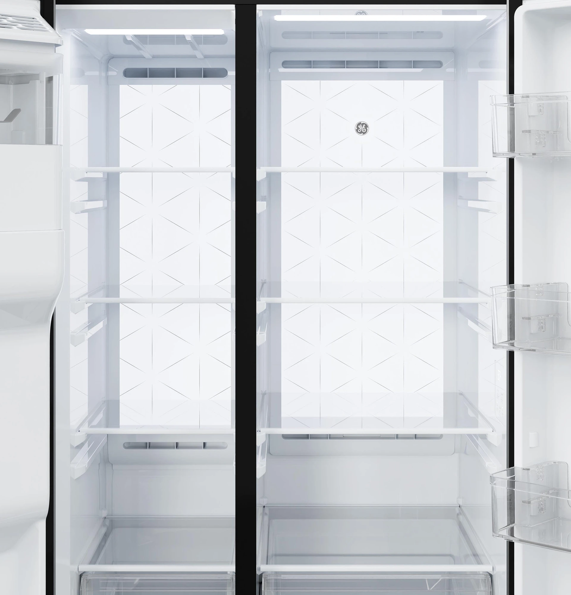 Ge® 27.7 Cu. Ft. Side-by-side Refrigerator With Led Light Walls And Extra Tall Dispenser GSS28PYYFS