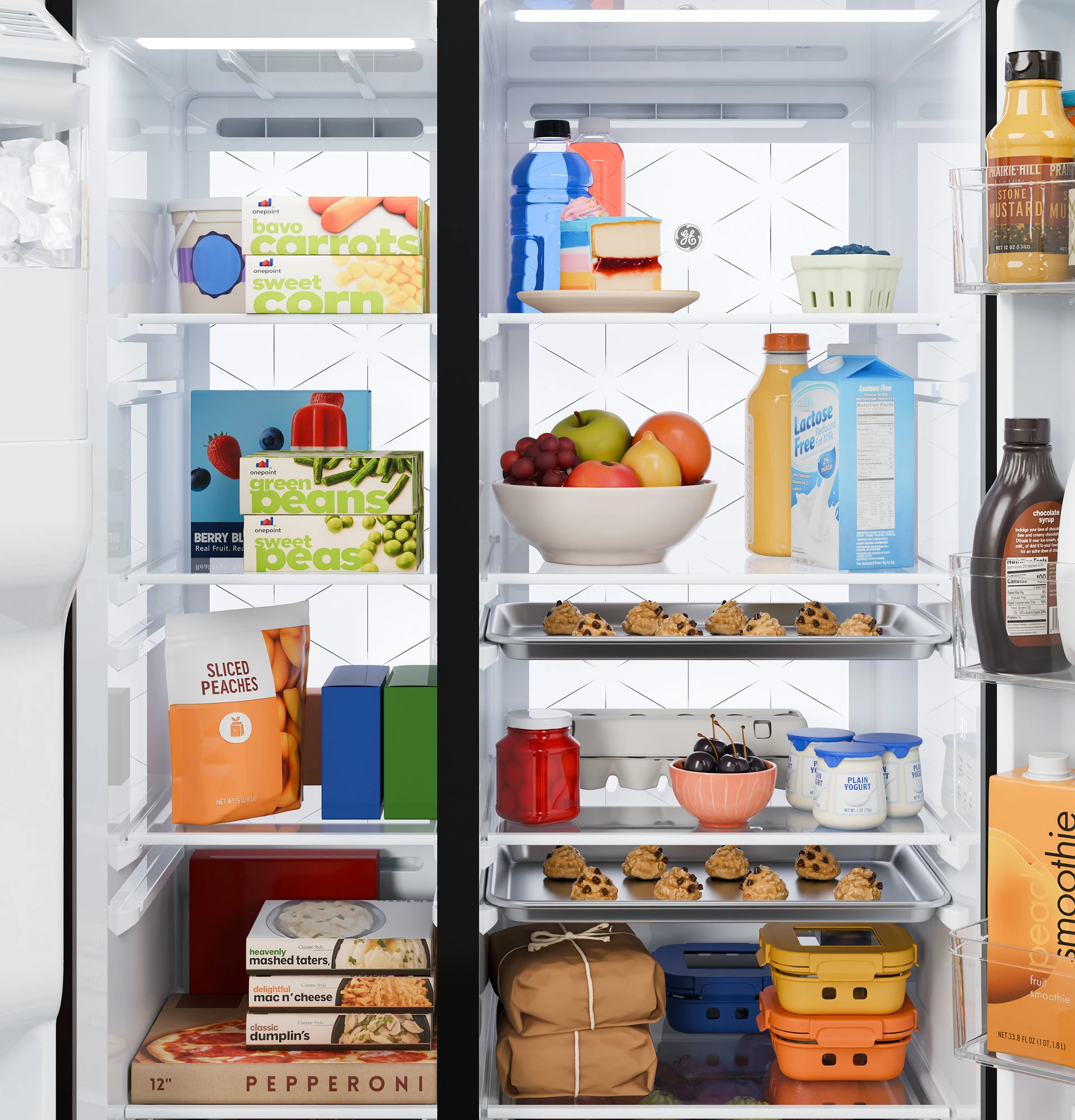 Ge® 27.7 Cu. Ft. Side-by-side Refrigerator With Led Light Walls And Extra Tall Dispenser GSS28PYYFS