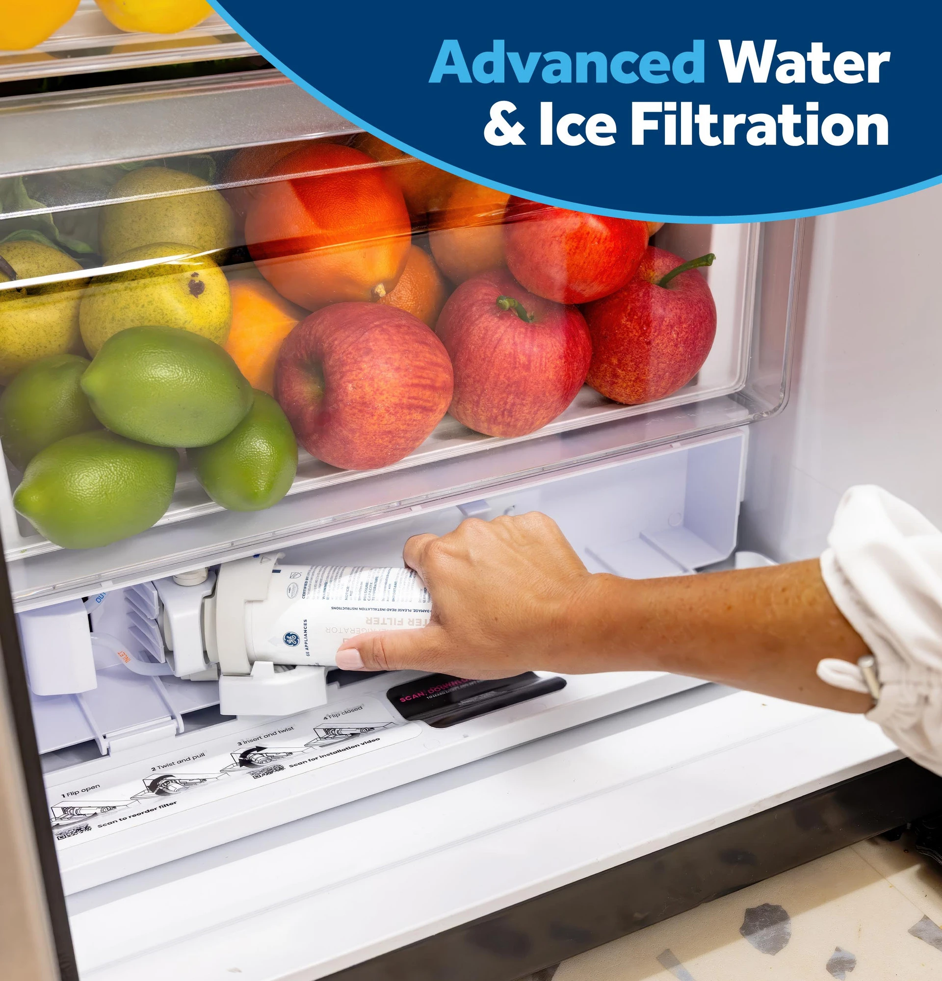 Ge® 27.7 Cu. Ft. Side-by-side Refrigerator With Led Light Walls And Extra Tall Dispenser GSS28PYYFS