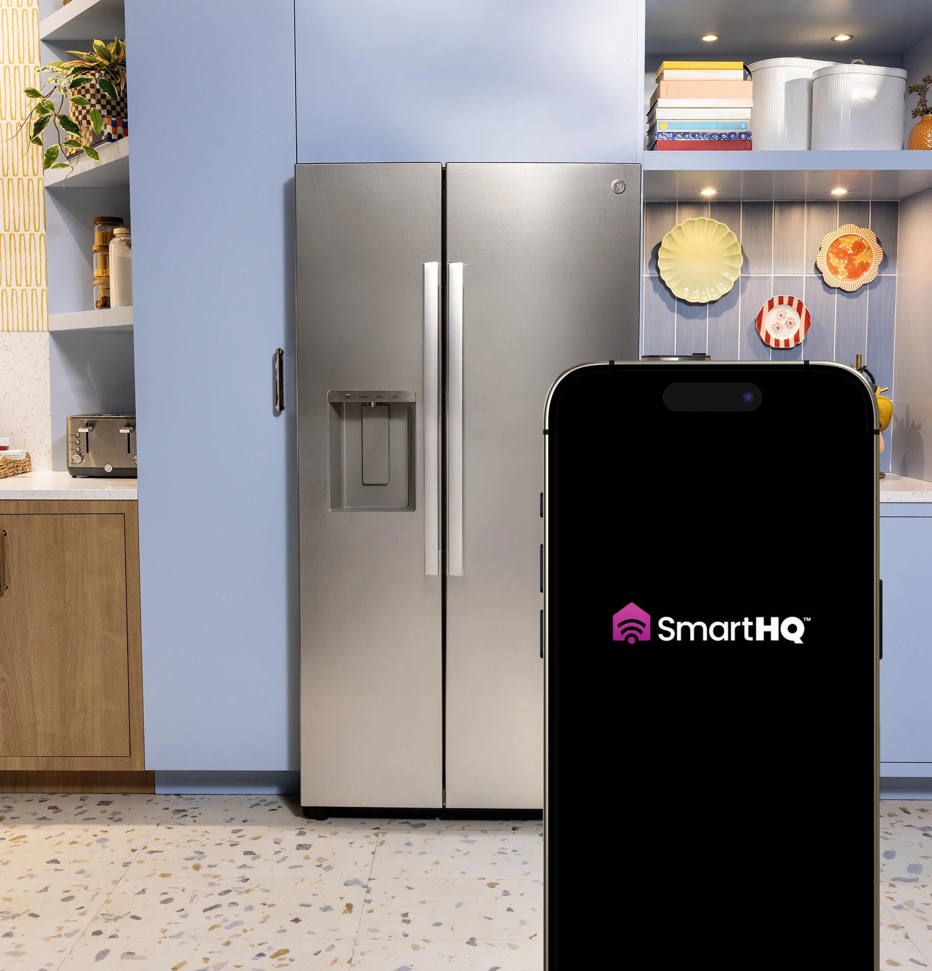 Ge® 27.7 Cu. Ft. Side-by-side Refrigerator With Led Light Walls And Extra Tall Dispenser GSS28PYYFS