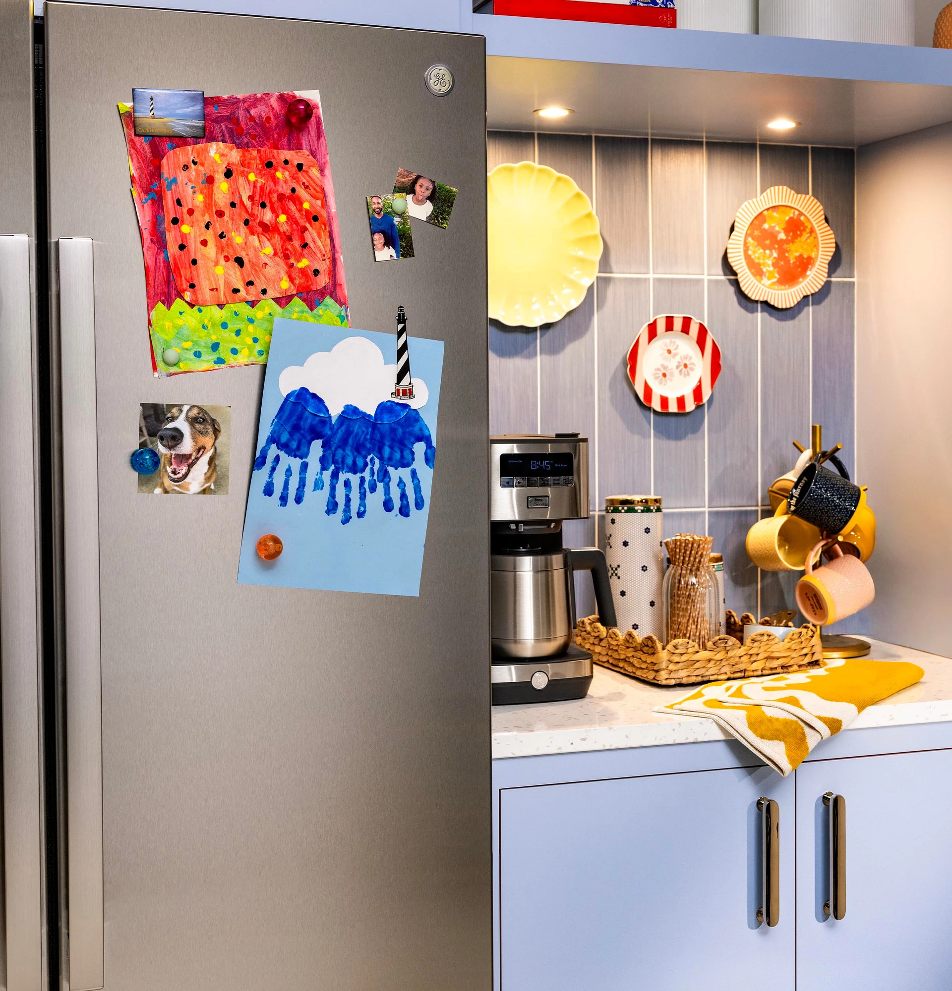 Ge® 27.7 Cu. Ft. Side-by-side Refrigerator With Led Light Walls And Extra Tall Dispenser GSS28PYYFS