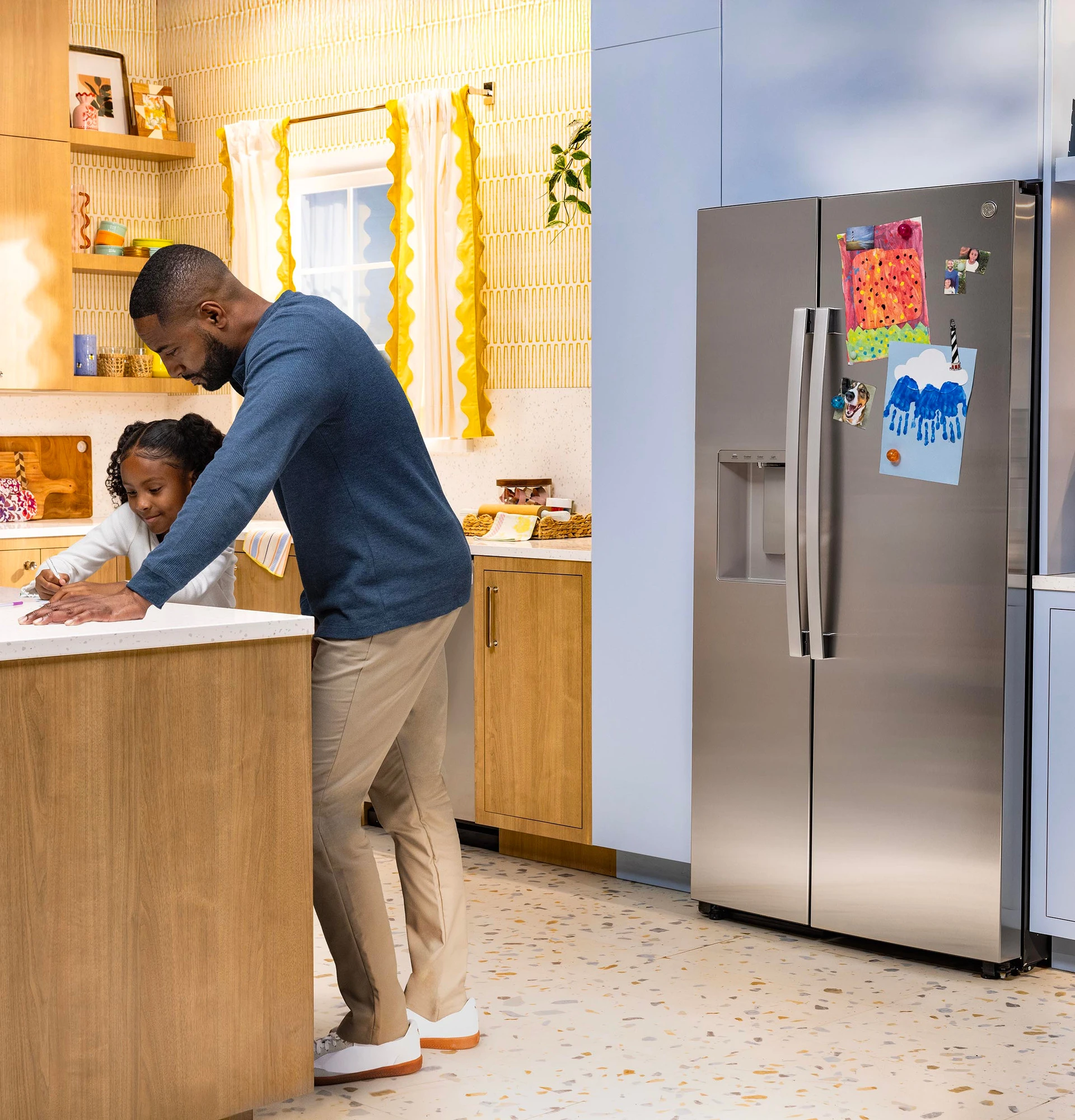 Ge® 27.7 Cu. Ft. Side-by-side Refrigerator With Led Light Walls And Extra Tall Dispenser GSS28PYYFS