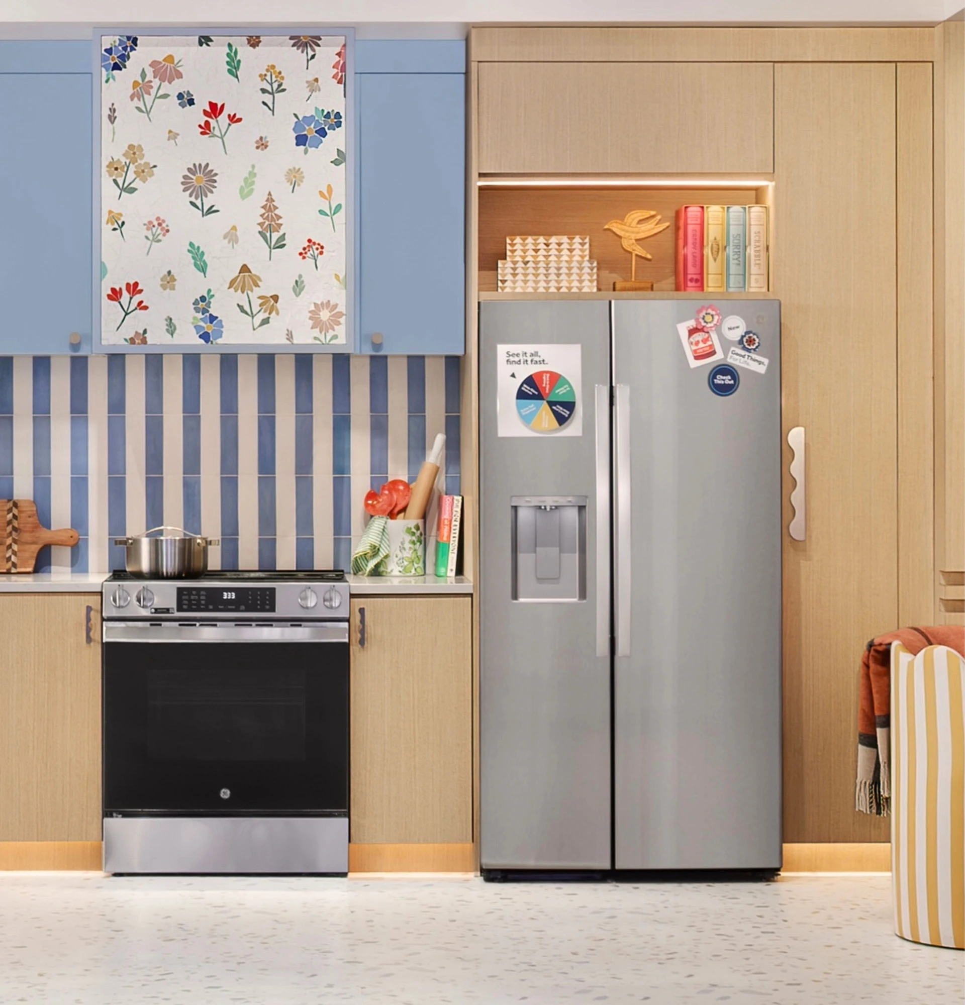 Ge® 27.7 Cu. Ft. Side-by-side Refrigerator With Led Light Walls And Extra Tall Dispenser GSS28PYYFS