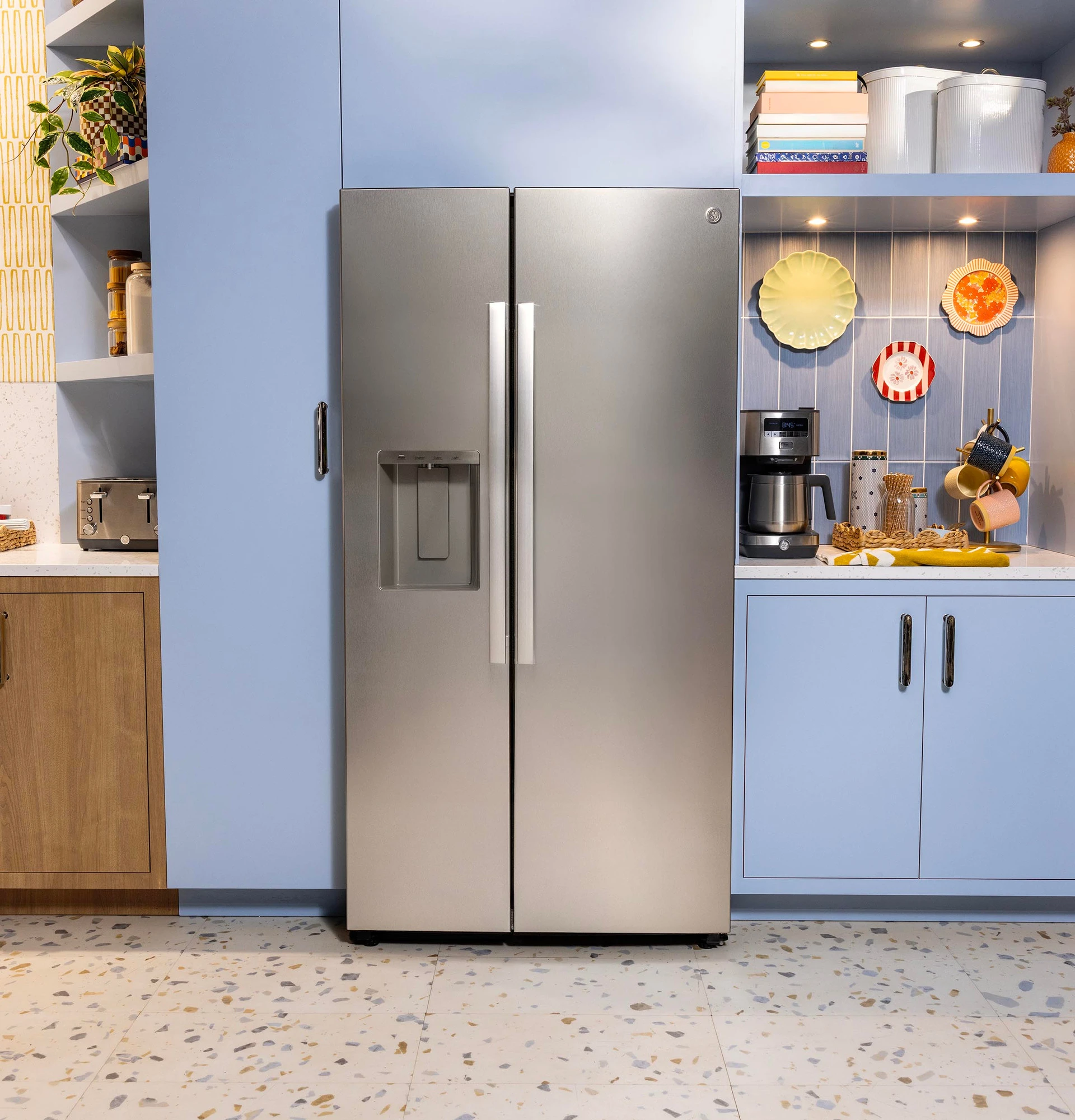 Ge® 27.7 Cu. Ft. Side-by-side Refrigerator With Led Light Walls And Extra Tall Dispenser GSS28PYYFS