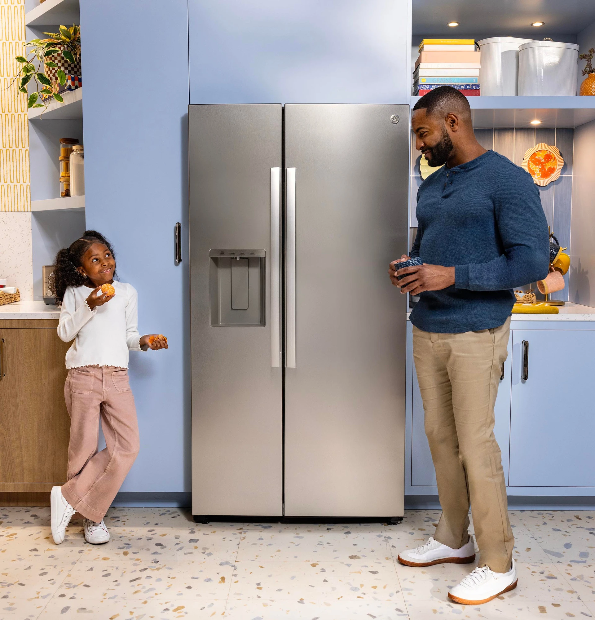 Ge® 27.7 Cu. Ft. Side-by-side Refrigerator With Led Light Walls And Extra Tall Dispenser GSS28PYYFS