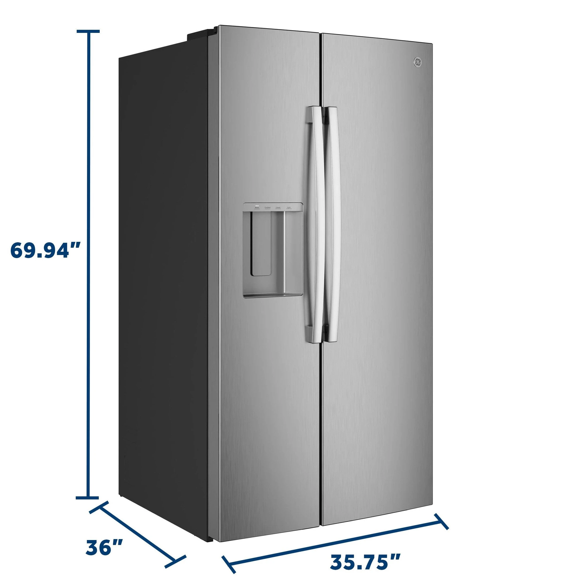 Ge® 27.7 Cu. Ft. Side-by-side Refrigerator With Led Light Walls And Extra Tall Dispenser GSS28PYYFS