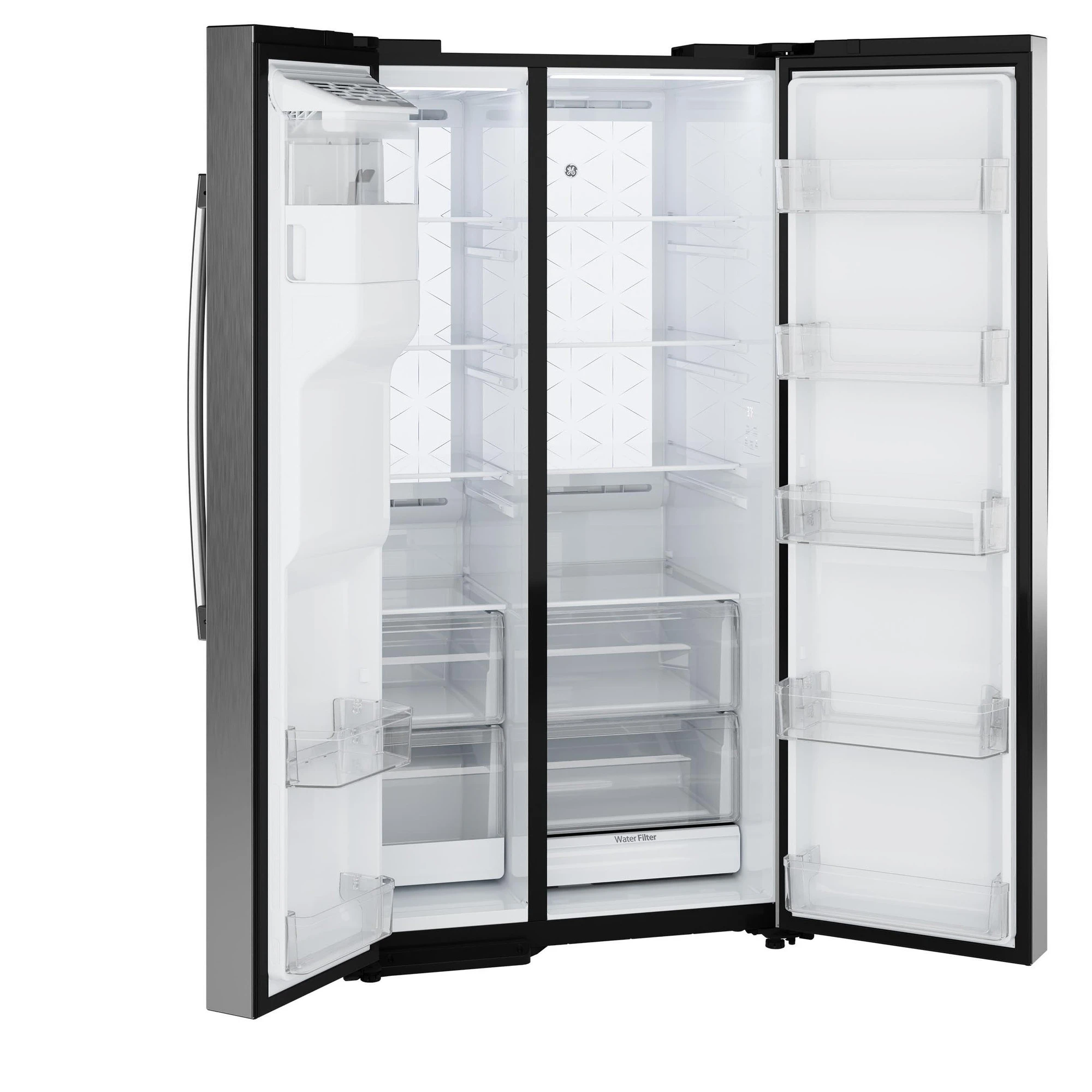 Ge® 27.7 Cu. Ft. Side-by-side Refrigerator With Led Light Walls And Extra Tall Dispenser GSS28PYYFS