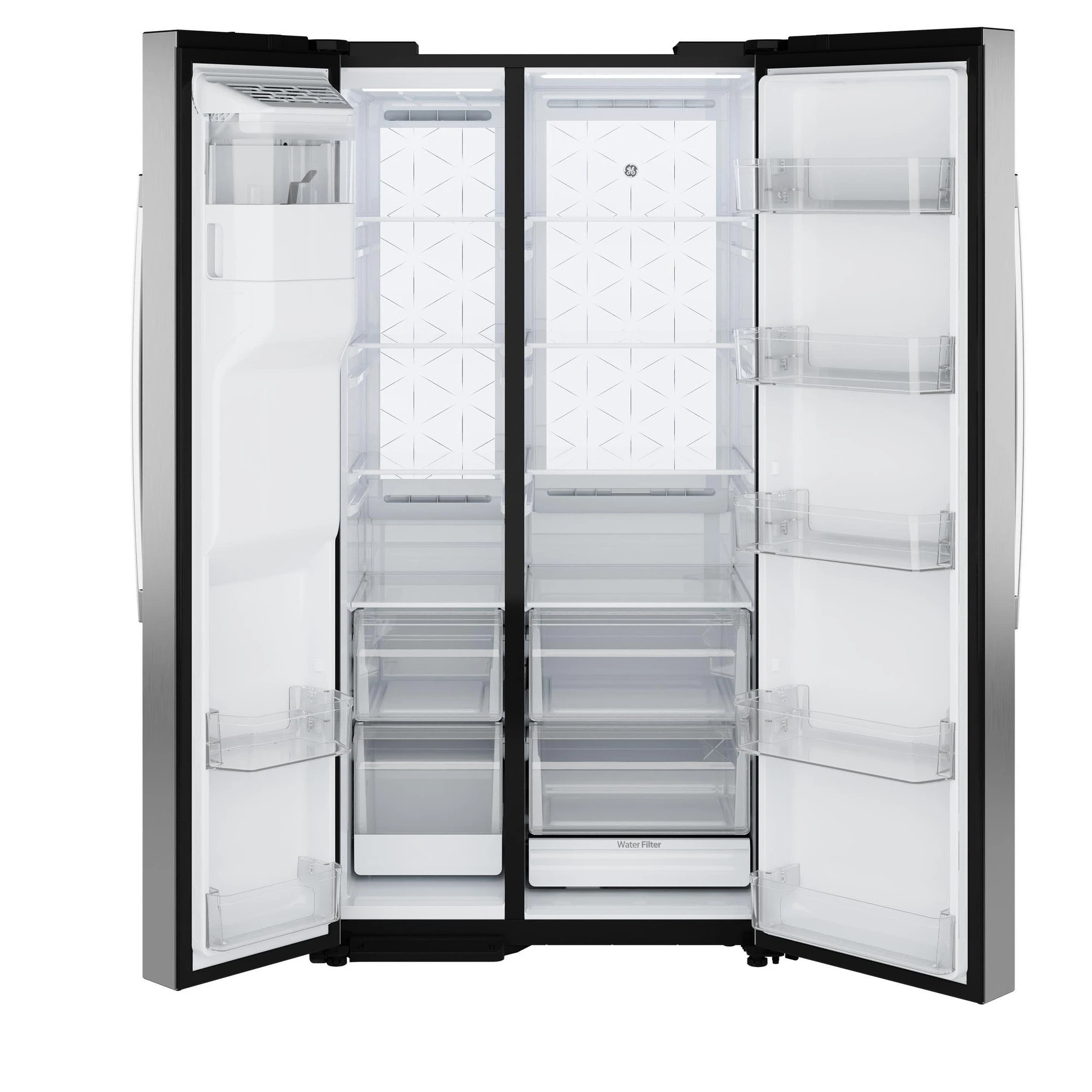 Ge® 27.7 Cu. Ft. Side-by-side Refrigerator With Led Light Walls And Extra Tall Dispenser GSS28PYYFS