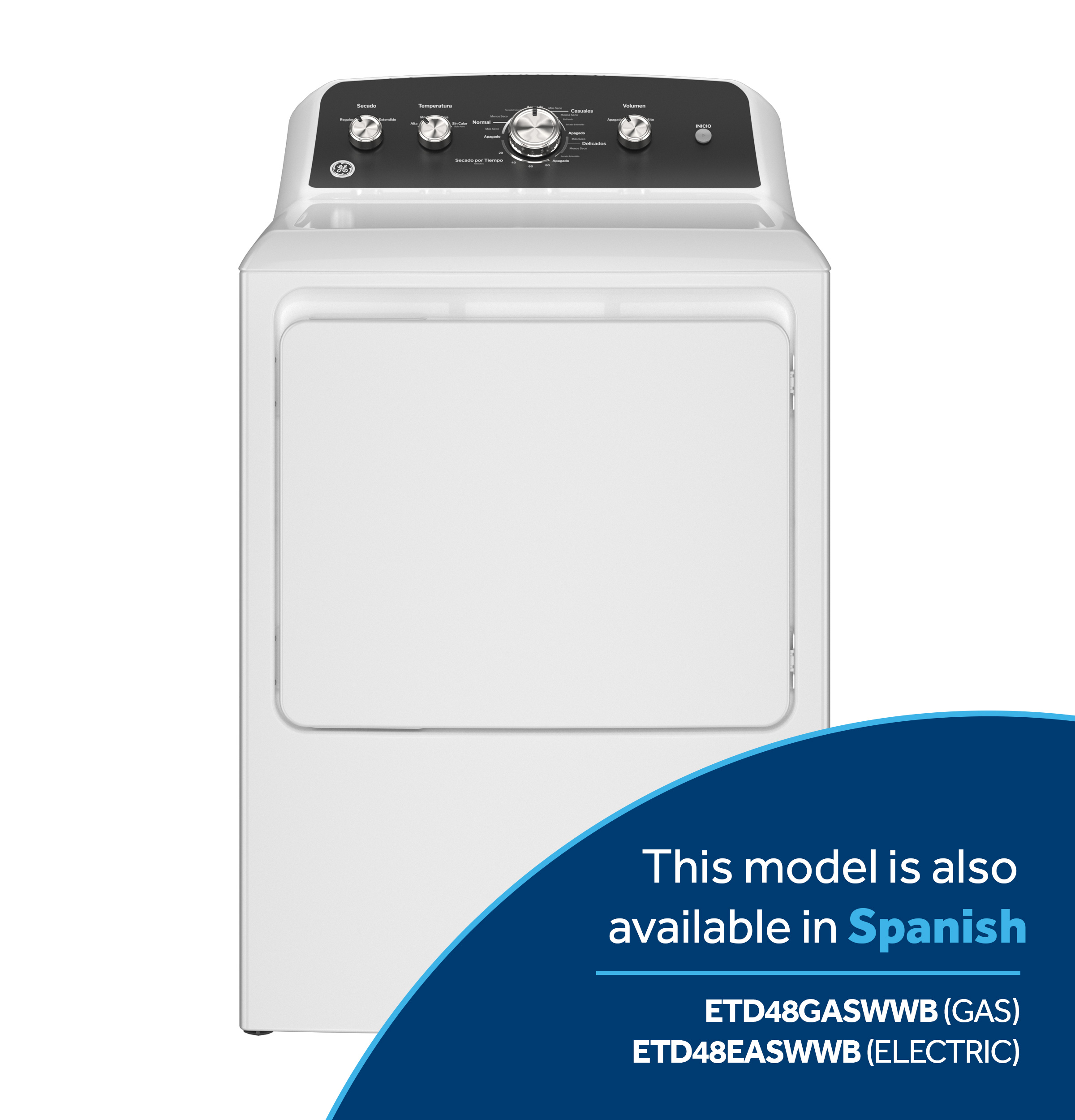 7.2 cu. ft. Capacity Gas Dryer with Up To 120 ft. Venting and Extended Tumble GTD48GASWWB