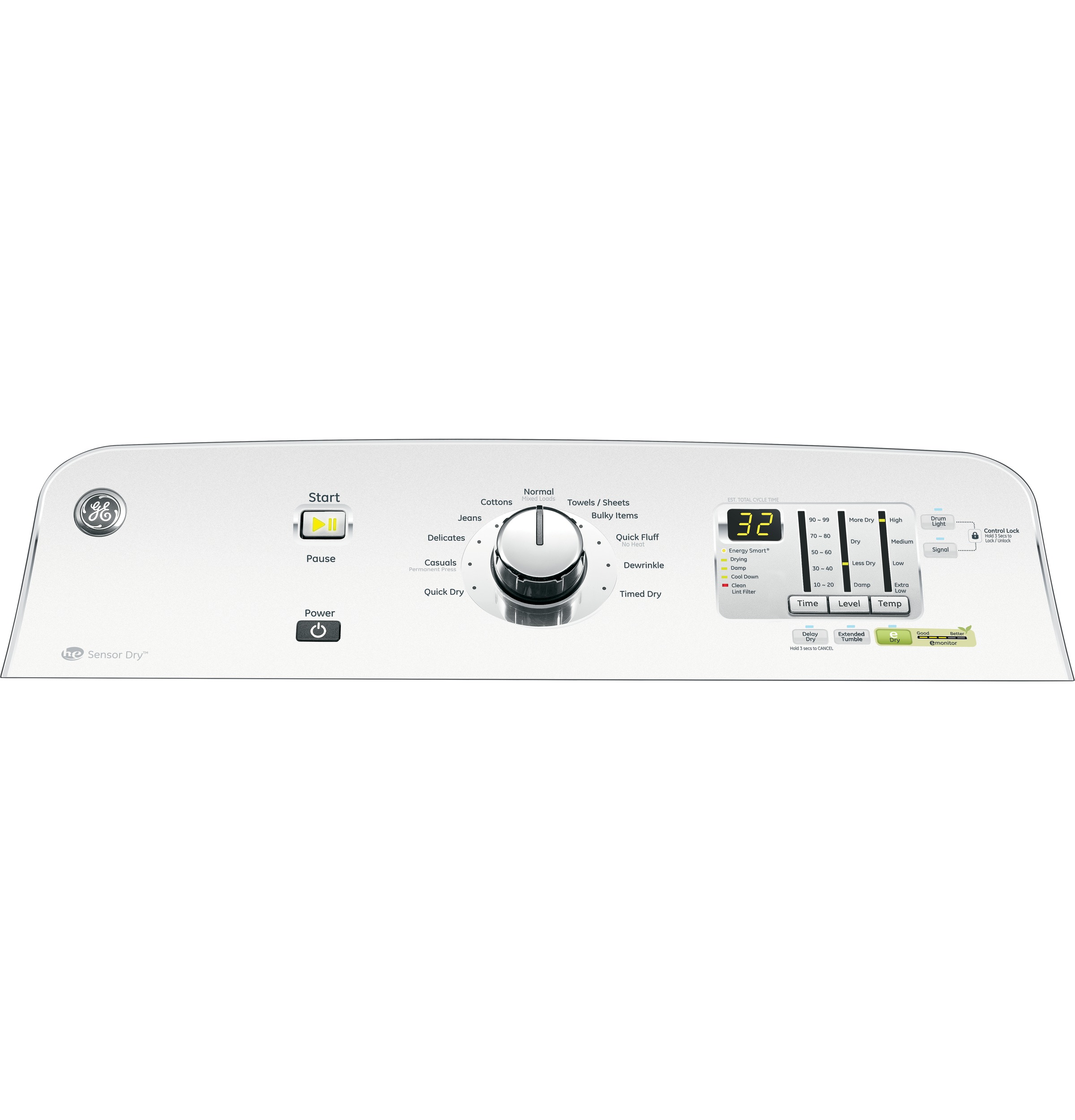 Long Vent 7.8 cu. ft. capacity electric dryer GTDL740EDWW