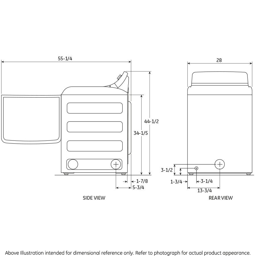 Long Vent 7.8 cu. ft. capacity electric dryer GTDL740EDWW