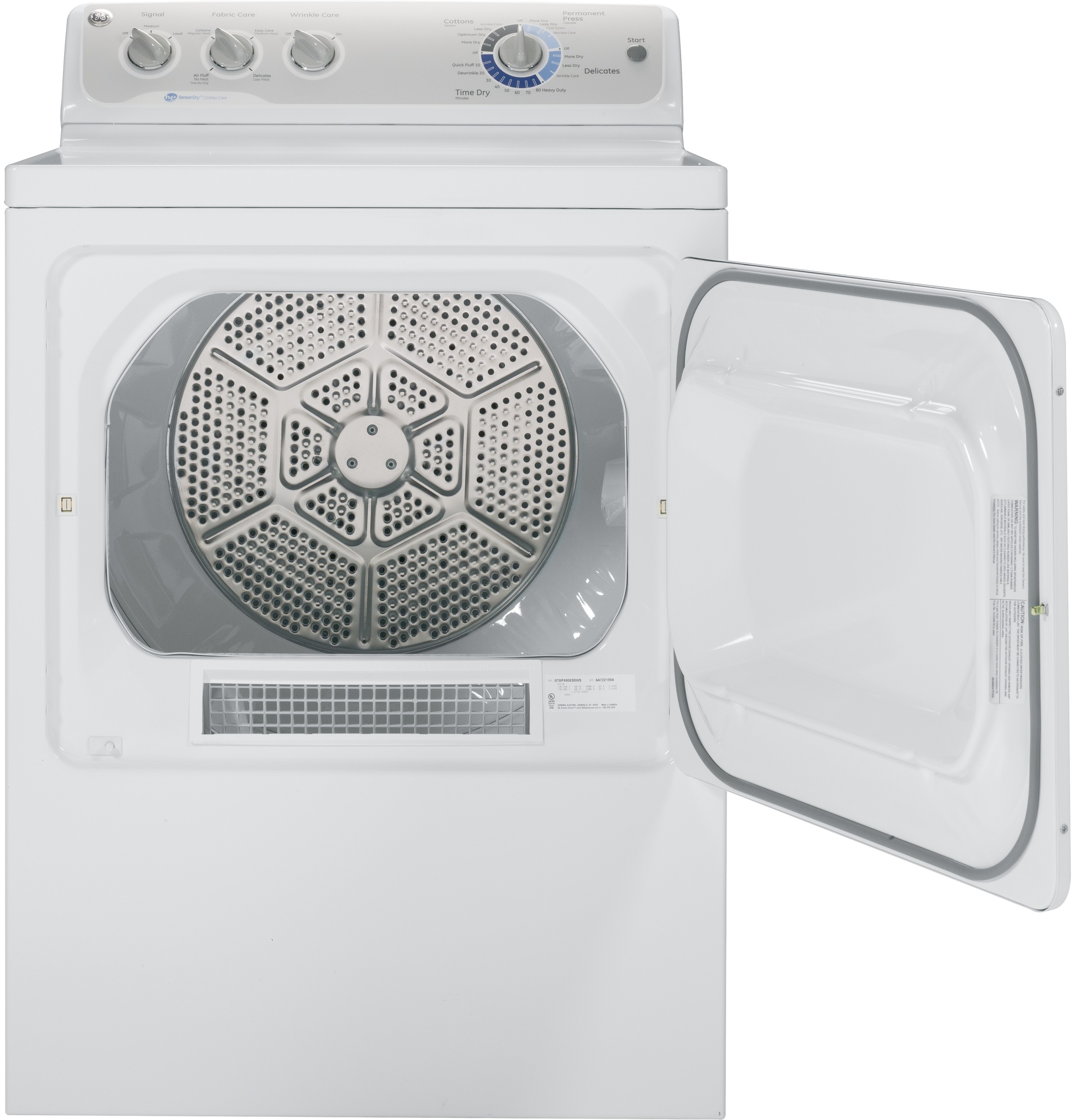 7.0 cu. ft. capacity Dura Drum electric dryer with HE SensorDry GTDP490EDWS
