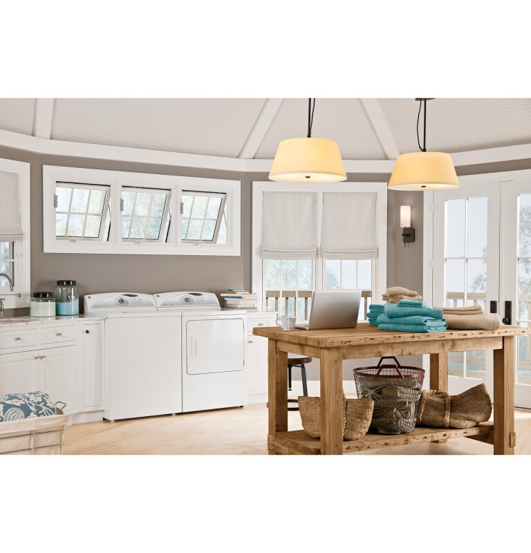 7.0 cu. ft. stainless steel capacity electric dryer with Steam and HE SensorDry GTDS570EDWW