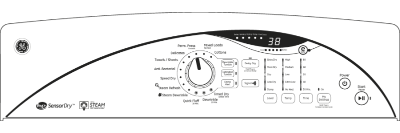 7.0 cu. ft. stainless steel capacity electric dryer with Steam and HE SensorDry GTDS570EDWW