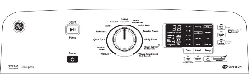 7.8 cu. ft. capacity electric dryer with stainless steel drum and steam GTDS820EDWS