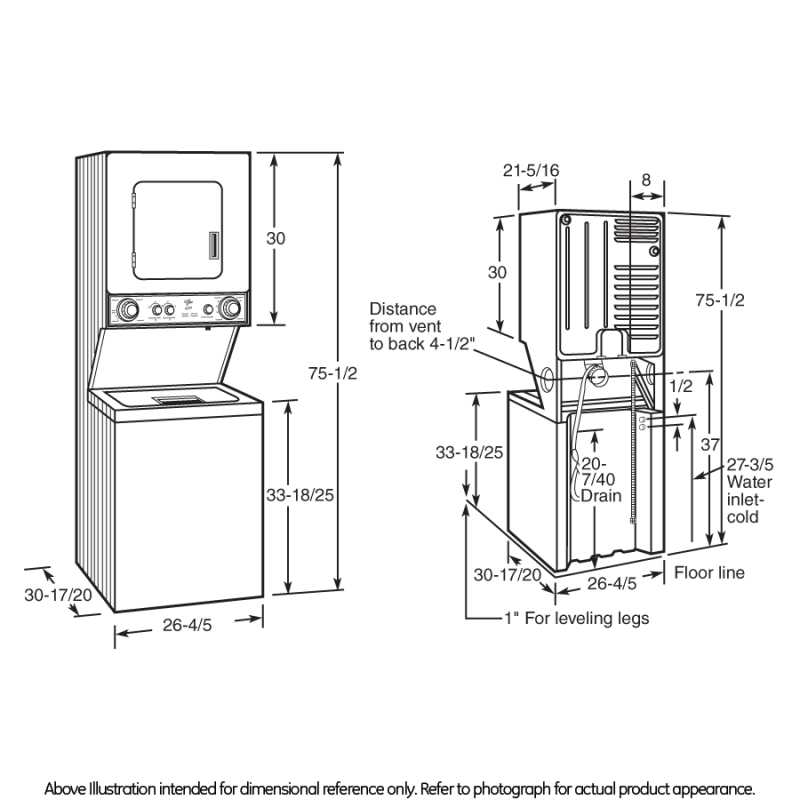 Unitized Spacemaker 3.2 DOE cu. ft. Washer and 5.9 cu. ft. Gas Dryer GTUP270GMWW