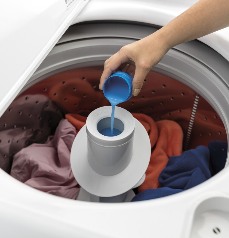 GE 3.8 cu. ft. Capacity Washer with Stainless Steel Basket White GTW330ASKWW Picture 1