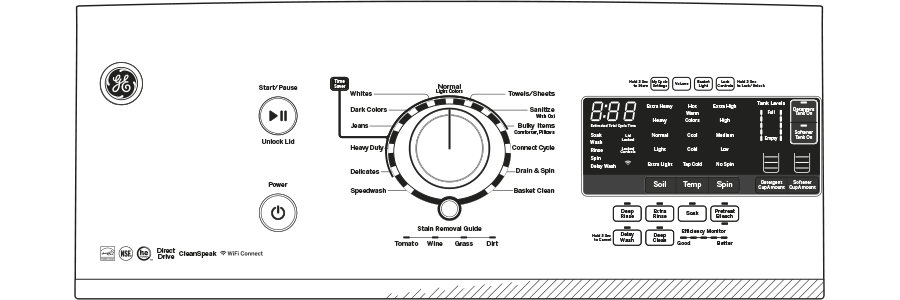 5.1 DOE cu. ft. capacity washer with SmartDispense Technology GTW860SPJMC