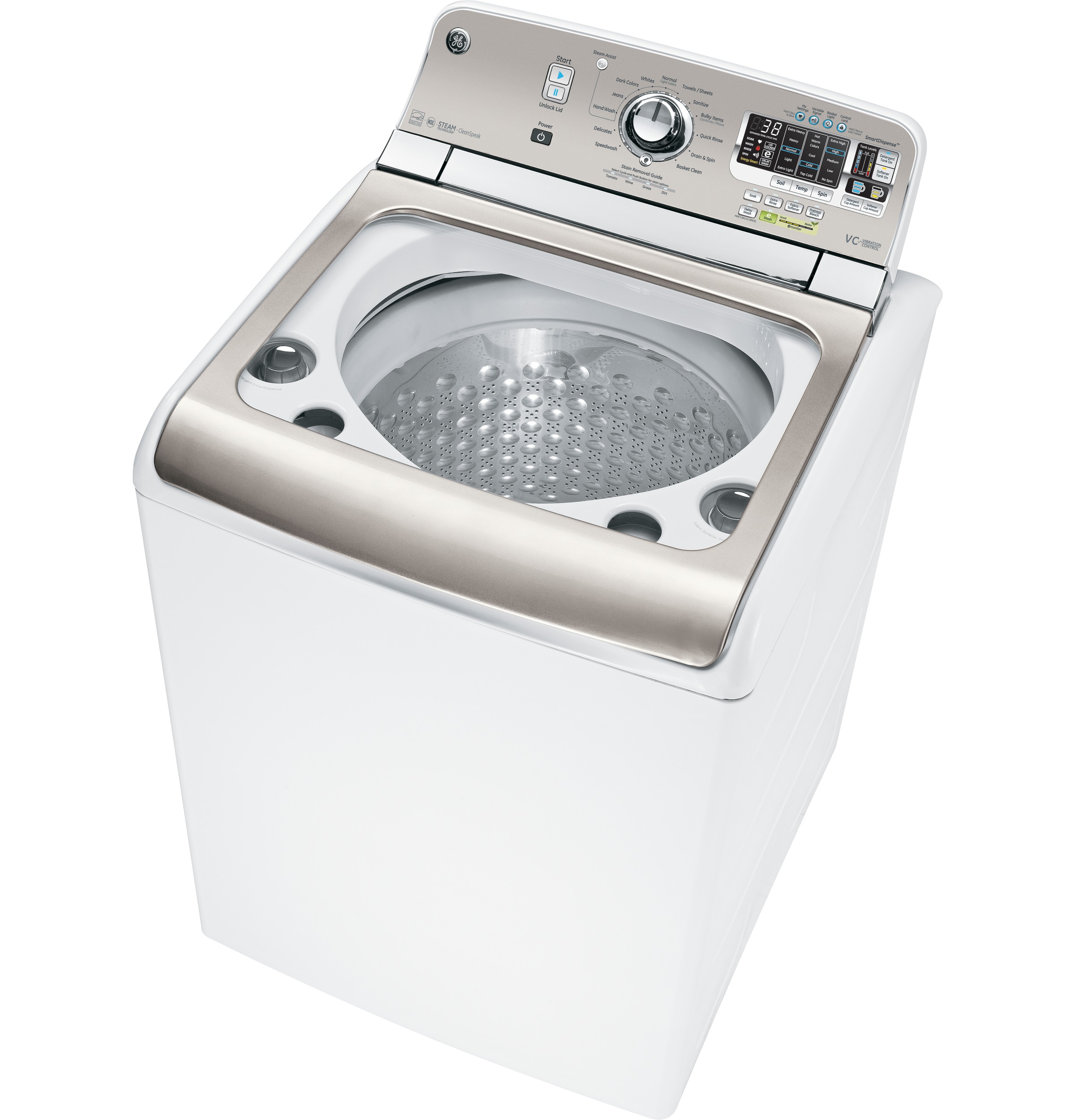 5.0 DOE cu. ft. capacity washer with stainless steel basket and steam GTWS8650DWS