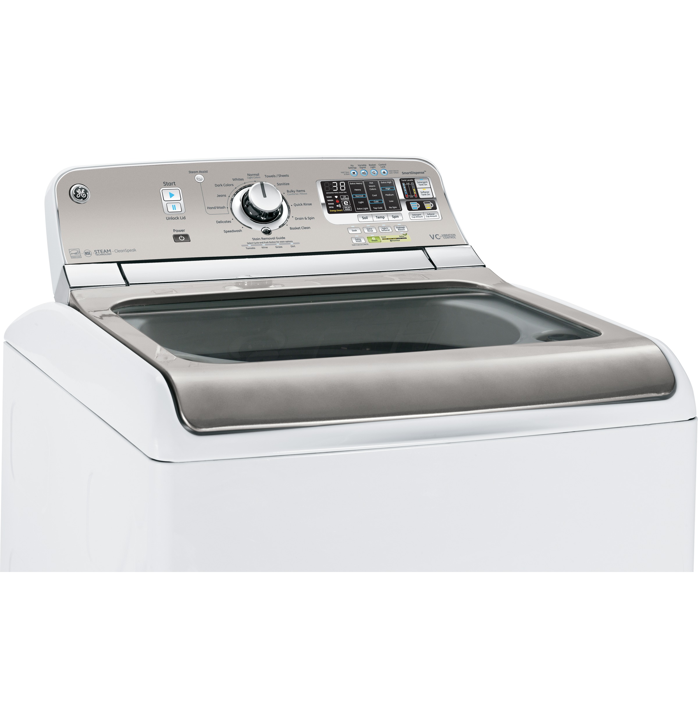 5.0 DOE cu. ft. capacity washer with stainless steel basket and steam GTWS8650DWS