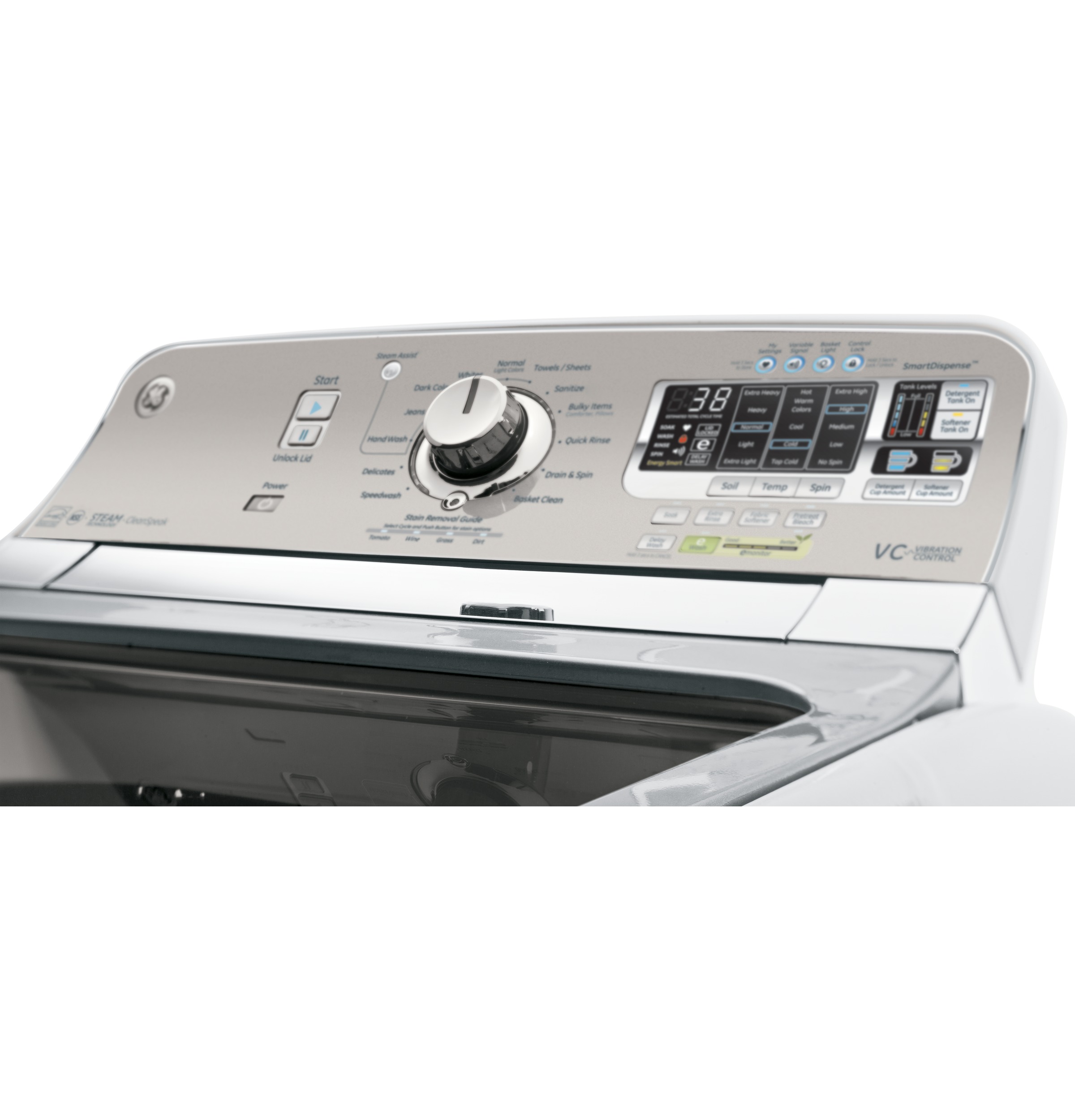 5.0 DOE cu. ft. capacity washer with stainless steel basket and steam GTWS8650DWS