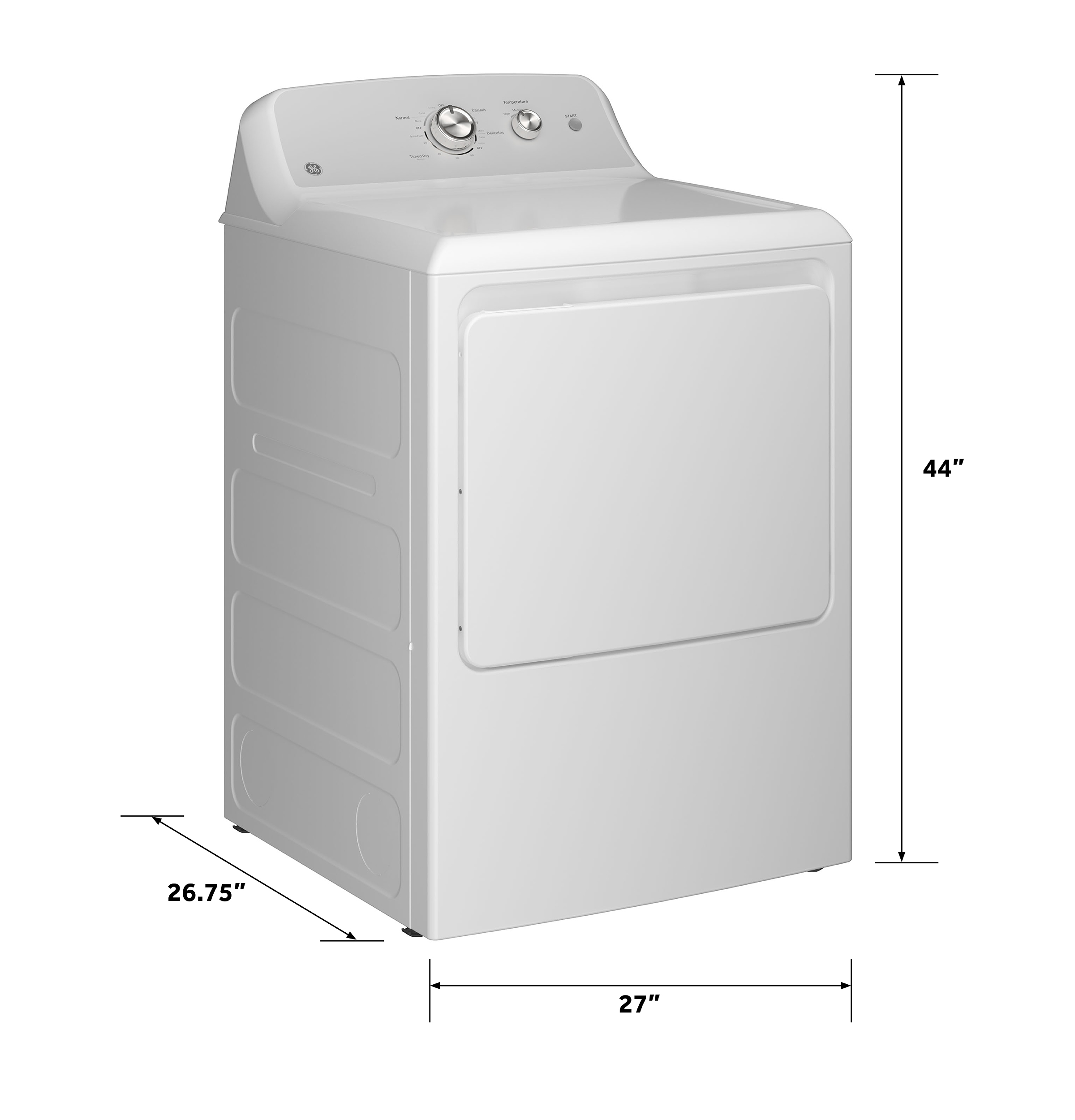 6.2 cu. ft. Capacity Electric Dryer with Up To 120 ft. Venting and Shallow Depth GTX38EASWWS