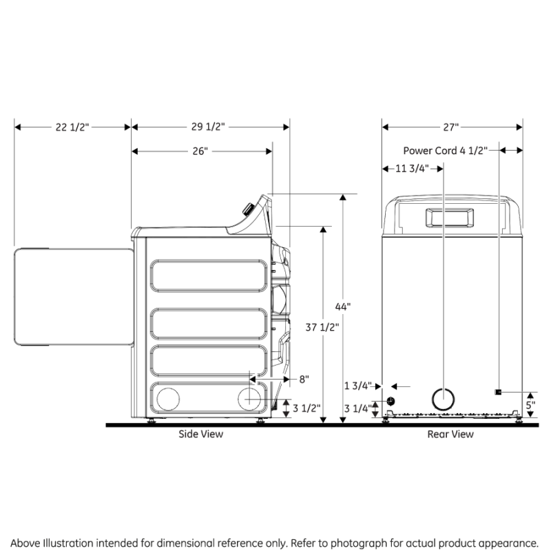 6.2 cu. ft. Capacity Electric Dryer with Up To 120 ft. Venting and 5-yr Limited Warranty GTX52EASPWB