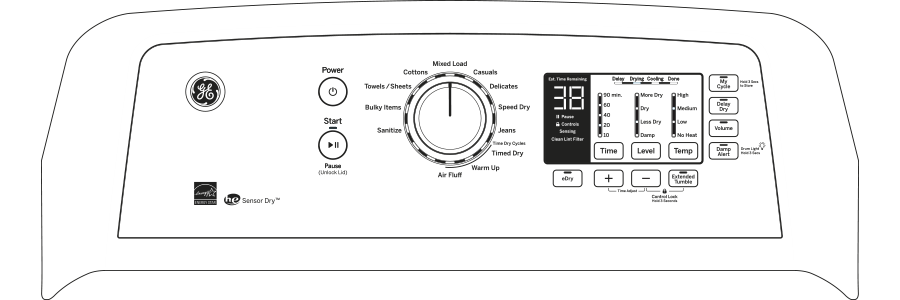 6.1 cu. ft. capacity aluminized alloy drum electric dryer with HE Sensor Dry GTX65EBSJWS