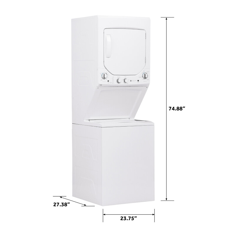 Unitized Spacemaker 2.3 cu. ft. Capacity Washer with Stainless Steel Basket and 4.4 cu. ft. Capacity Electric Dryer GUD24ESSMWW