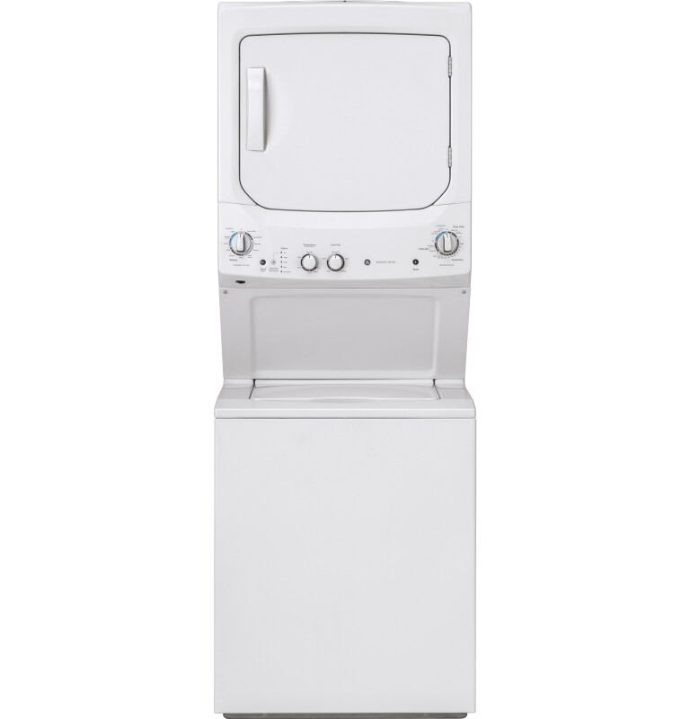 GE Unitized Spacemaker 3.8 cu. ft. Capacity Washer with Stainless Steel Basket and 5.9 cu. ft. Capacity Electric Dryer White GUD27ESSMWW Picture 1