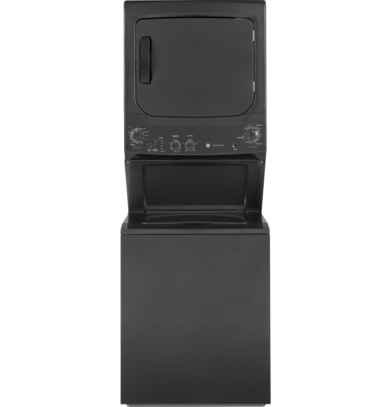 GE Unitized Spacemaker 3.8 cu. ft. Capacity Washer with Stainless Steel Basket and 5.9 cu. ft. Capacity Gas Dryer Diamond Gray GUD27GSPMDG Picture 1
