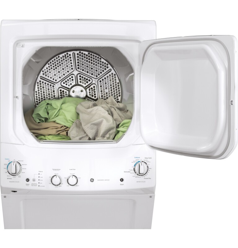 Unitized Spacemaker 3.8 cu. ft. Capacity Washer with Stainless Steel Basket and 5.9 cu. ft. Capacity Long Vent Electric Dryer GUV27ESSMWW