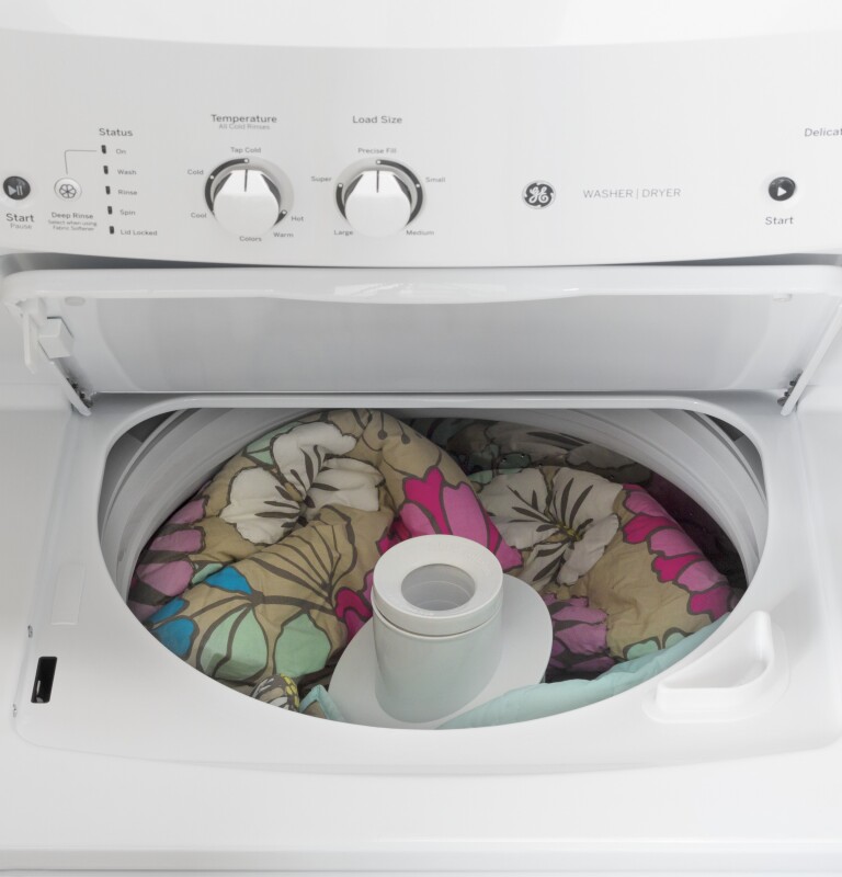 Unitized Spacemaker 3.8 cu. ft. Capacity Washer with Stainless Steel Basket and 5.9 cu. ft. Capacity Long Vent Electric Dryer GUV27ESSMWW