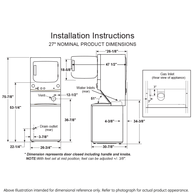 Unitized Spacemaker 3.8 cu. ft. Capacity Washer with Stainless Steel Basket and 5.9 cu. ft. Capacity Long Vent Electric Dryer GUV27ESSMWW